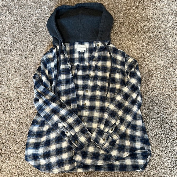 American Eagle Outfitters Tops - American Eagle hooded flannel, size small